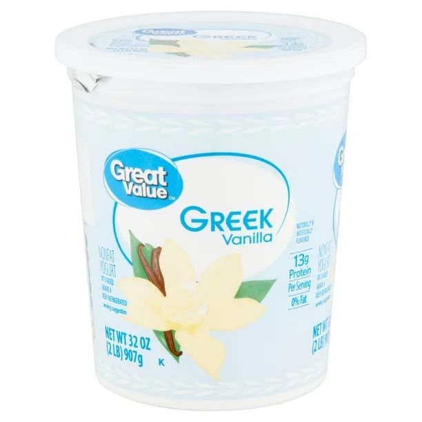 Great Value Greek Vanilla Nonfat Yogurt, 32 oz - Walmart.com | Walmart (US)
