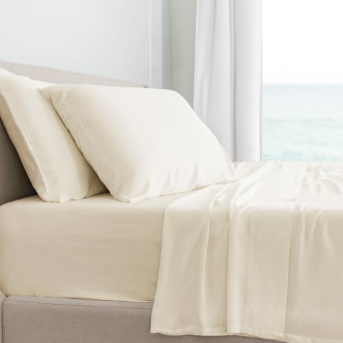 Cariloha Classic 4-Piece Twill Sheet Set | Ivory | Split King | Viscose Material | Allergy Resistant and Extra Soft | Cooling for Hot Sleepers | Corner Bands | Amazon (US)
