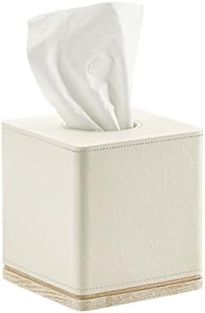 Tissue Box Cover Square Resin Tissue Holder for Home Decor,Hand Carved Beige Leather Cube Tissue ... | Amazon (US)