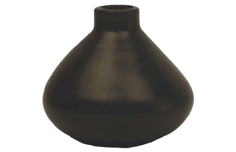 4" Morandi Wide Bud Vase, Black | One Kings Lane