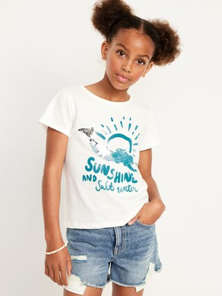 Short-Sleeve Flip-Sequin Graphic T-Shirt for Girls | Old Navy (US)