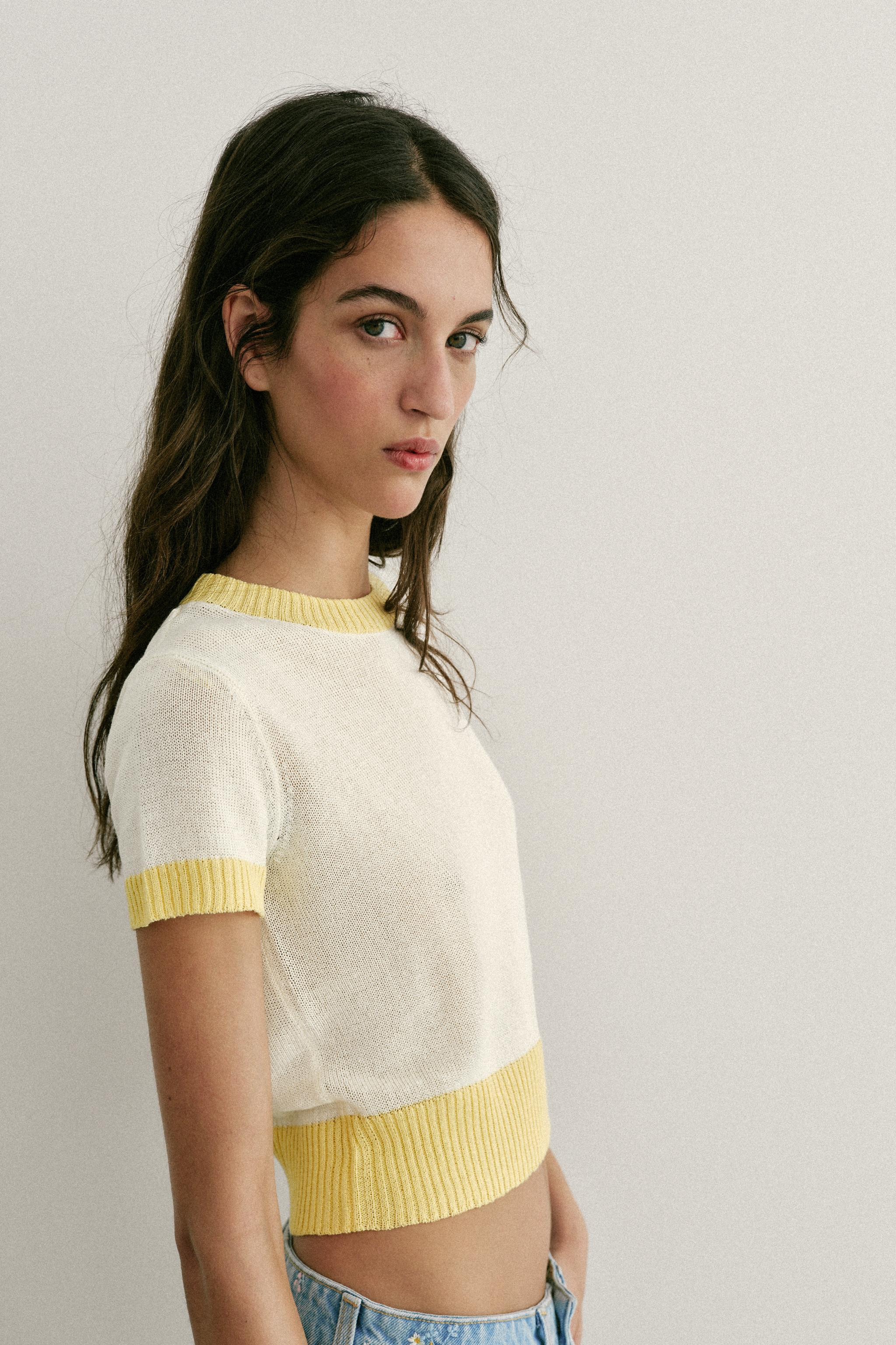 SHORT SLEEVE KNIT TOP | Zara Canada