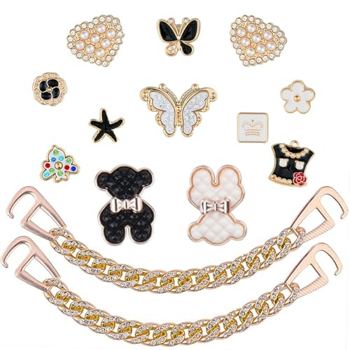 Amazon.com: Bling Shoe Charms Cute Shoes Decorations for Women Pearl Chains Pink Shoe Accessories... | Amazon (US)