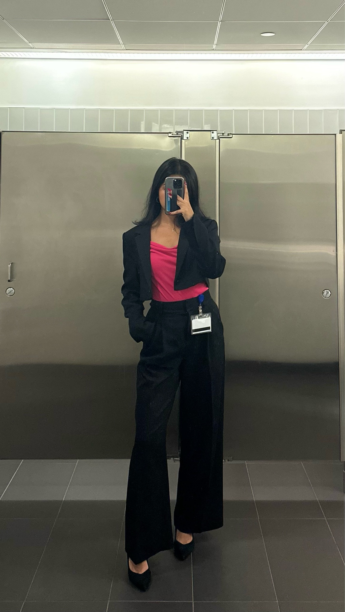 business casual outfit | black trousers, black blazer, pink blouse 

#LTKworkwear #LTKstyletip