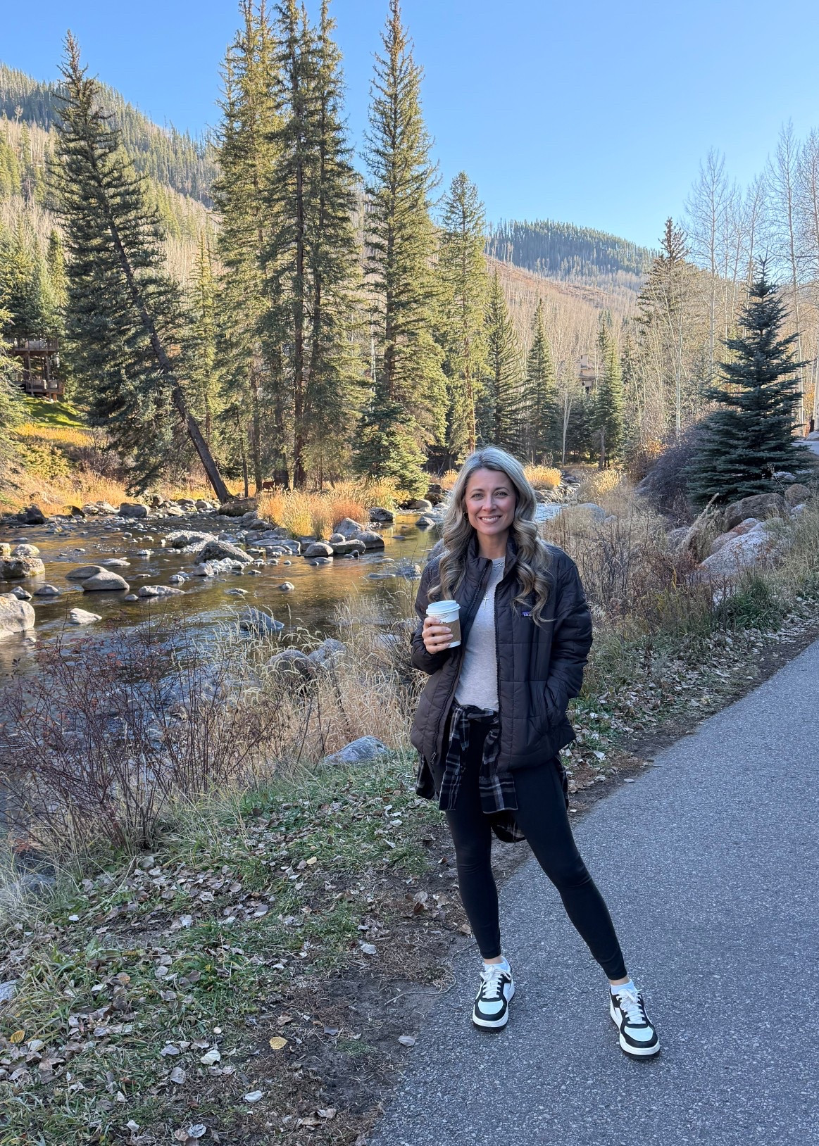 Keeping it warm and cozy in Colorado! 🏔️ My Patagonia jacket is new and so warm! Wearing black, but it almost pulls a super dark chocolate brown in some lights! Small in this! Leggings are Lululemon Wunder train! Linked a similar long sleeve tan top and flannel around my waist! Shoes are ALO and the most comfortable ones ever!! TTS on these!

#LTKOver40 #LTKActive #LTKSeasonal