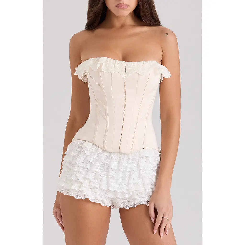 HOUSE OF CB Idella Strapless Corset Top in Ecru at Nordstrom, Size X-Large | Nordstrom
