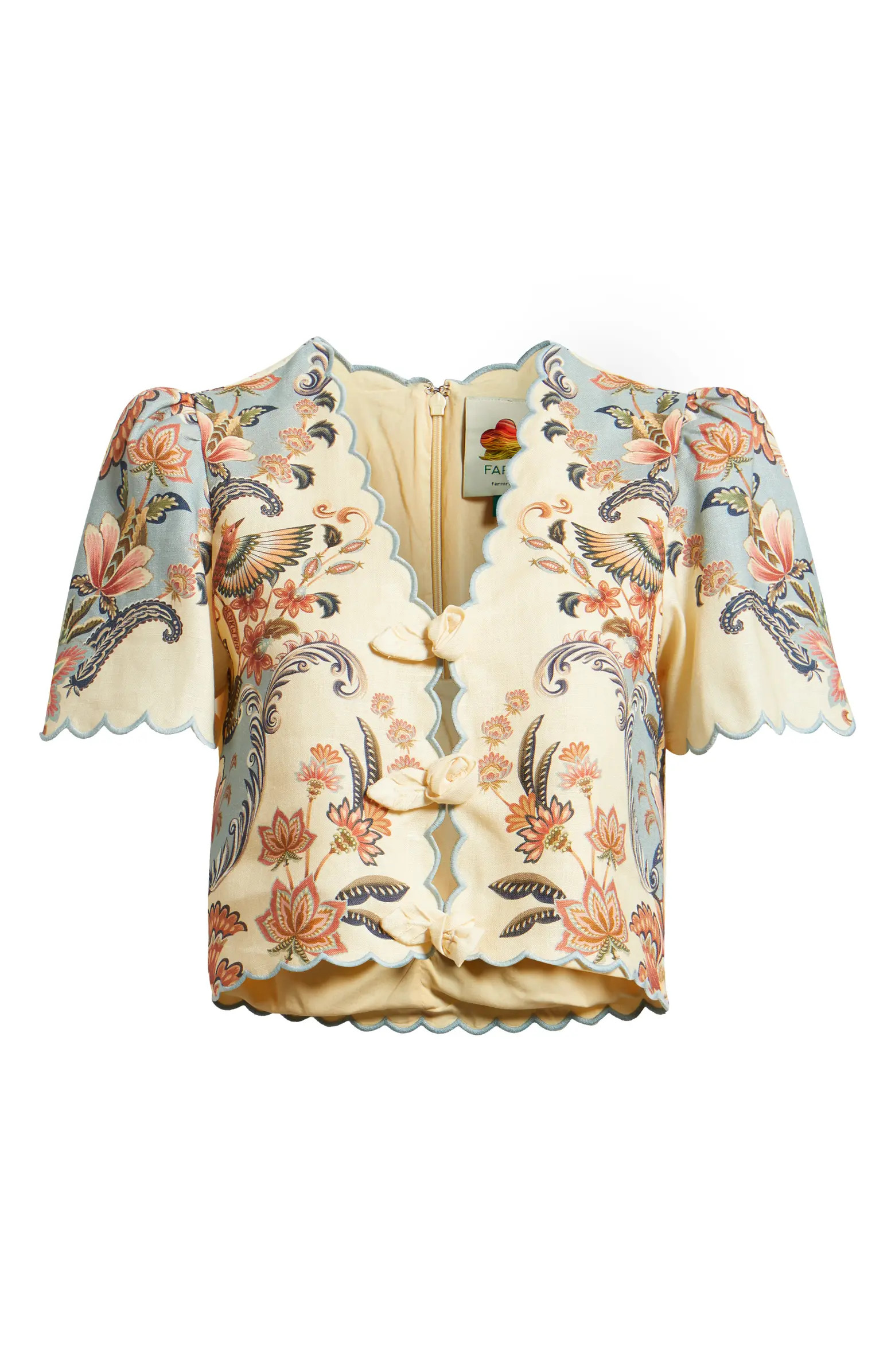 Boho Beauty Scallop Edge Linen Top | Nordstrom