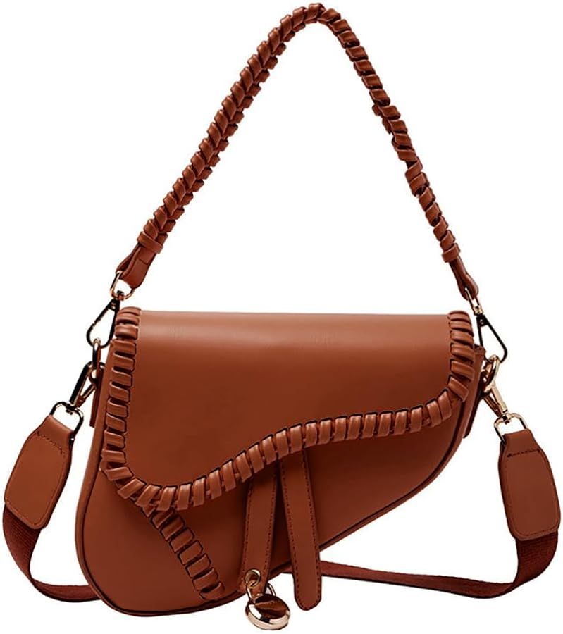 Saddle Shoulder Bags for Women,Trendy Saddle Purse Mini Crossbody Bag,PU Leather Clutch Purses Sa... | Amazon (US)