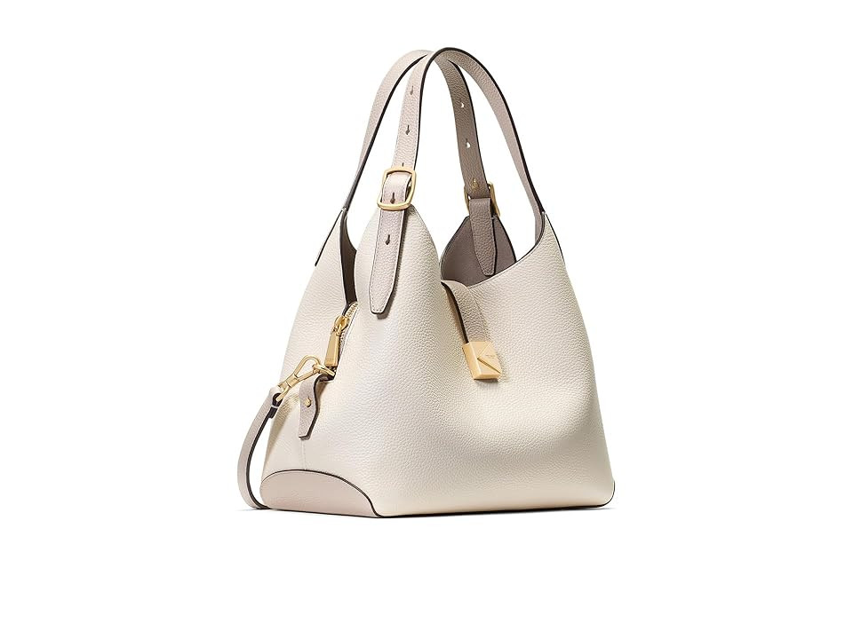 Kate Spade New York Deco Colorblocked Pebbled Leather Medium Crossbody Tote Cross Body Handbags Cashew Milk | Zappos