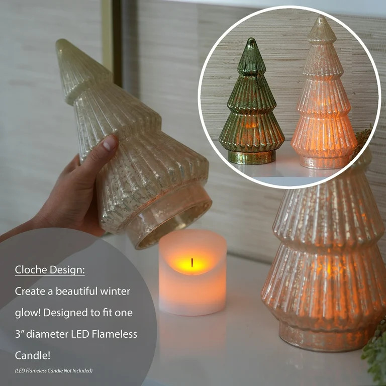 Better Homes & Gardens 10‘’  Decorative Tabletop Christmas Tree in Mercury Ribbed White Glass... | Walmart (US)