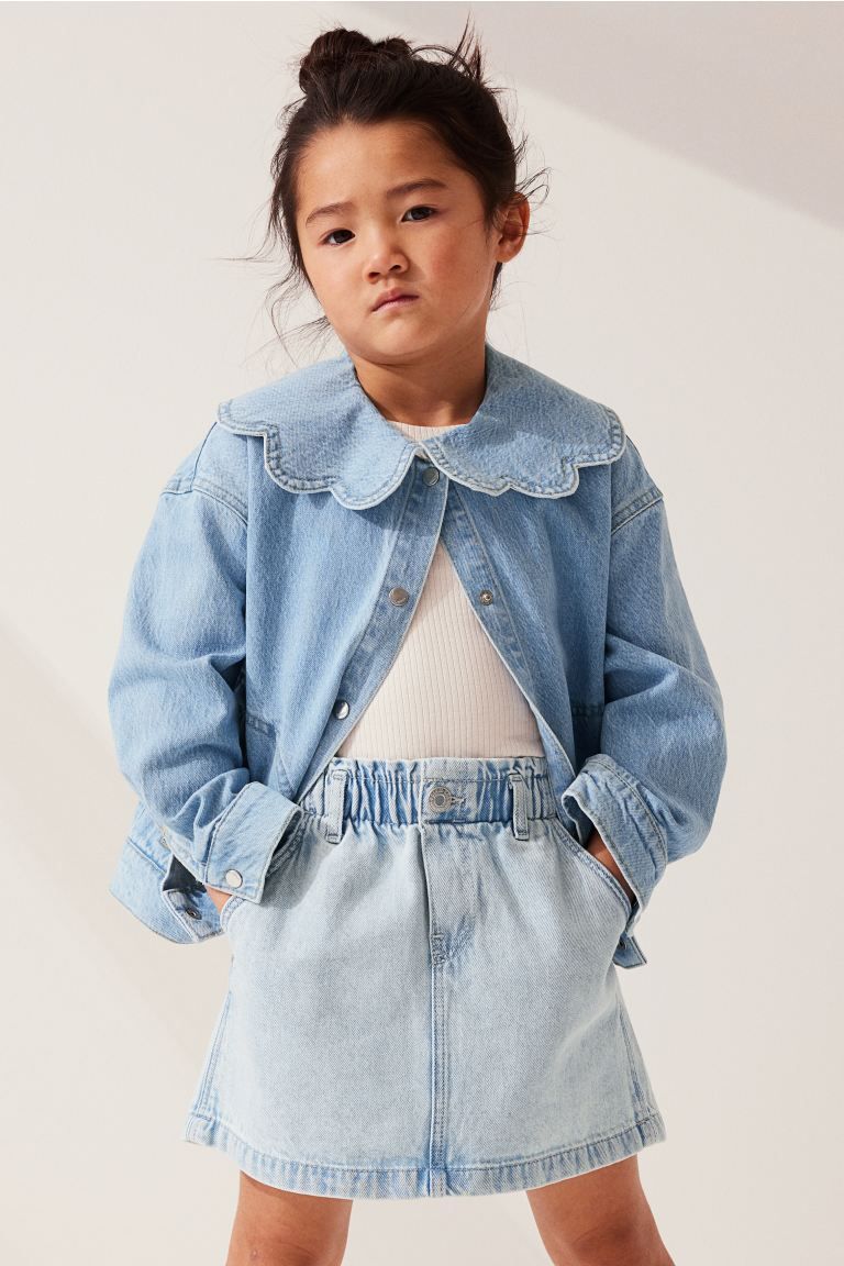 Denim Paper-bag Skirt - Regular waist - Short - Light denim blue - Kids | H&M US | H&M (US + CA)