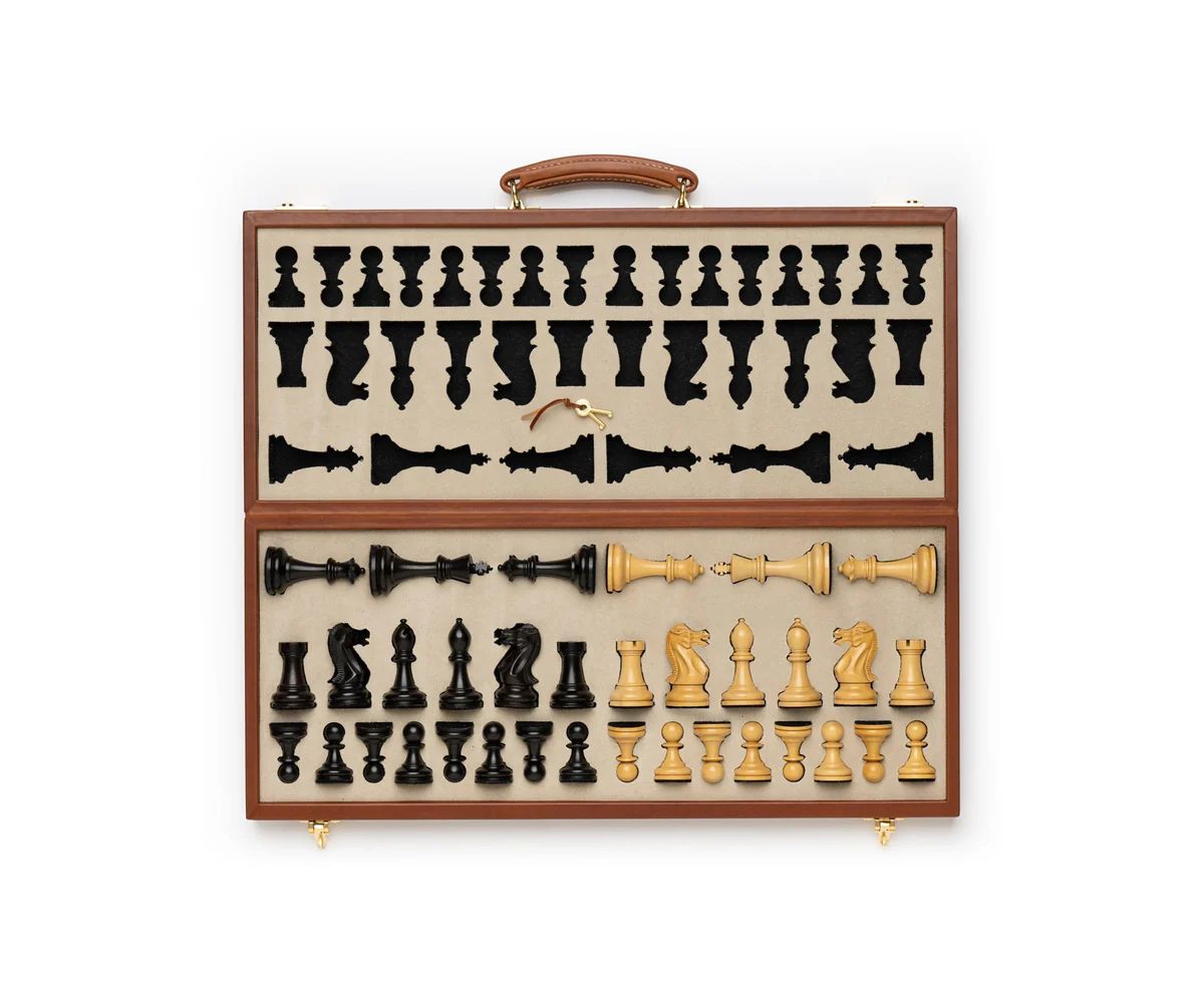 Chess Set No. 243 in Chestnut Leather | Over The Moon