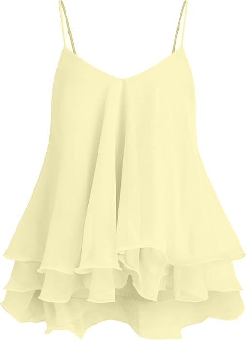 Summer Babydoll Peplum Cami Tops for Women Chiffon Ruffled Flowy Tank Top Sleeveless Trendy Casua... | Amazon (US)