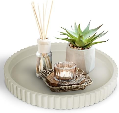 13-Inch Concrete Round Tray Home Decor for Coffee Table Decor - Round Coffee Table Tray - Circula... | Amazon (US)