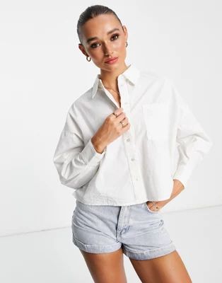 Selected Femme ultimate cotton cropped shirt in white | ASOS (Global)