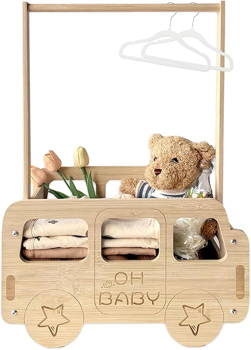 fun-plus Baby Shower Crate Closet, Bus Shape Baby Shower Basket with Handle Baby Storage Crate, W... | Amazon (US)