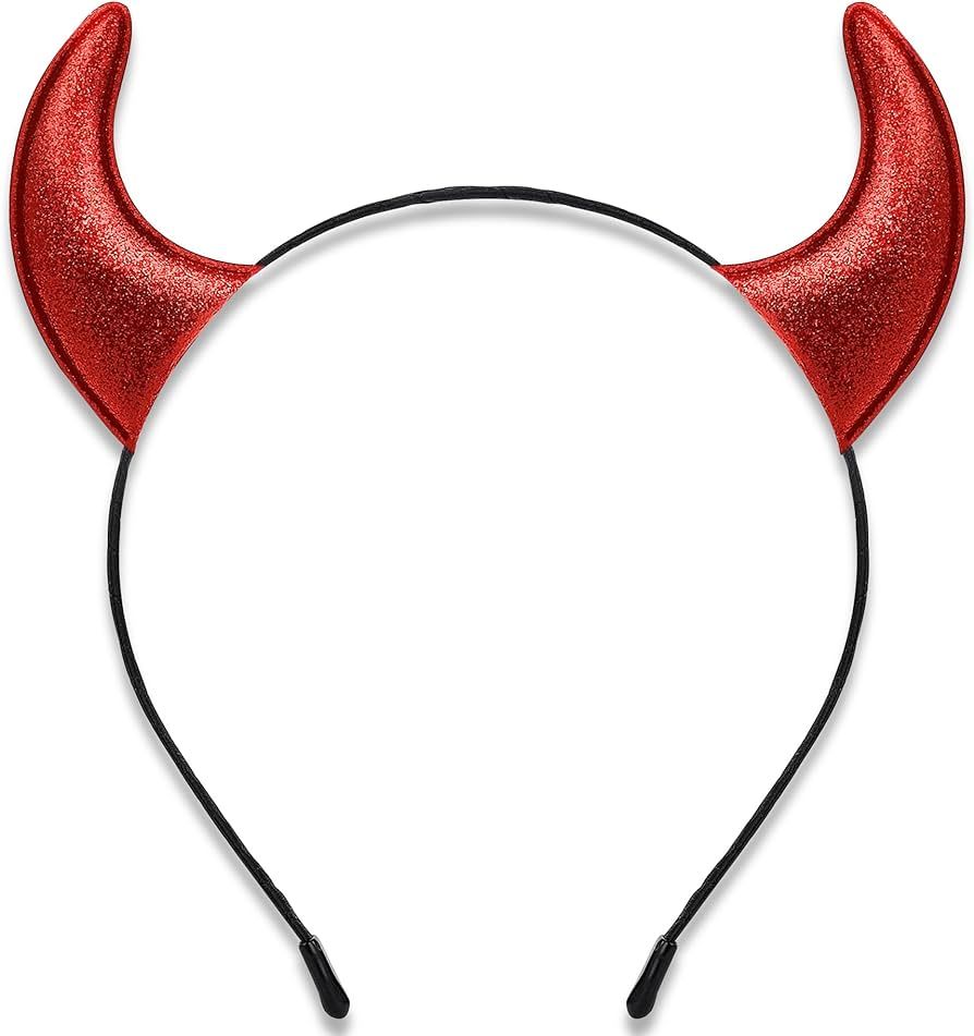 Glitter Devil Horns Headband, Red Devil Horns Devil Costume for Women Men Girls, Halloween Fancy ... | Amazon (US)