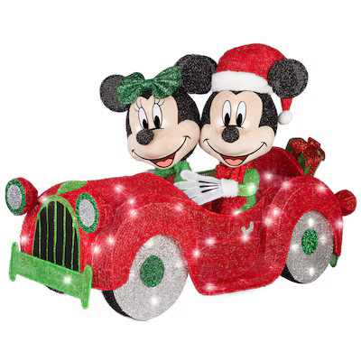 Disney 2-ft LED Mickey & Minnie Car Scene Yard Decoration | Lowe's