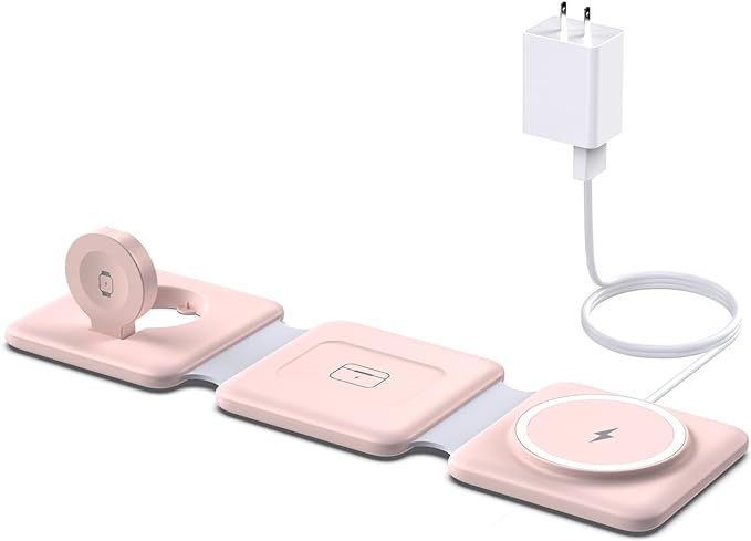 Charging Station for Apple Multiple Devices - 3 in 1 Magnetic Foldable Wireless Charger Dock - Tr... | Amazon (US)