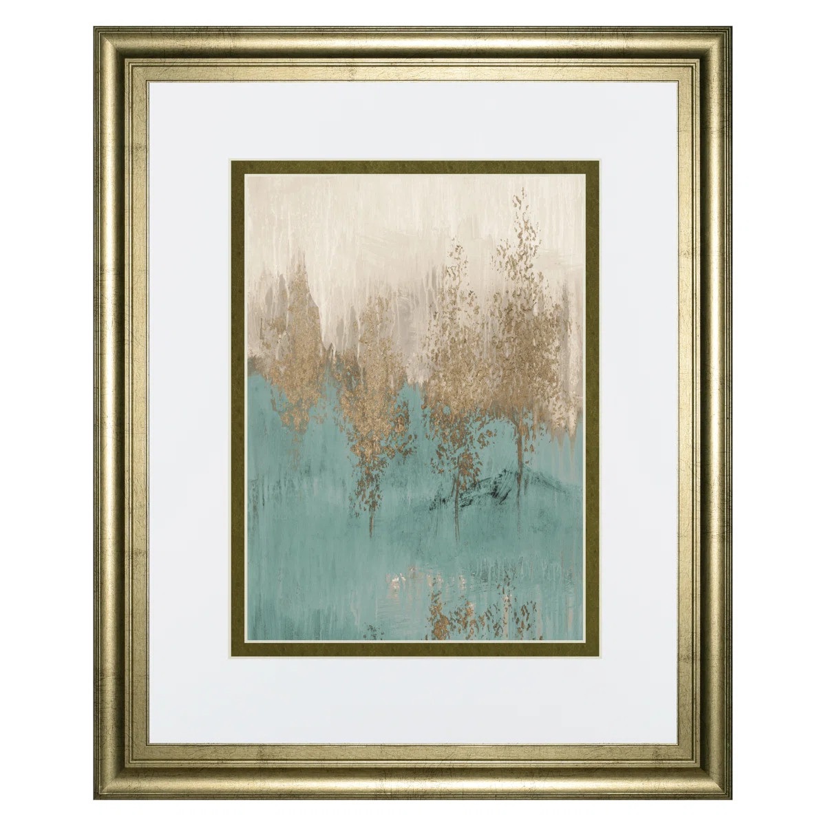 Golden Forest Glow Wall Art - 34" x 40" - Gold Frame | Wayfair North America