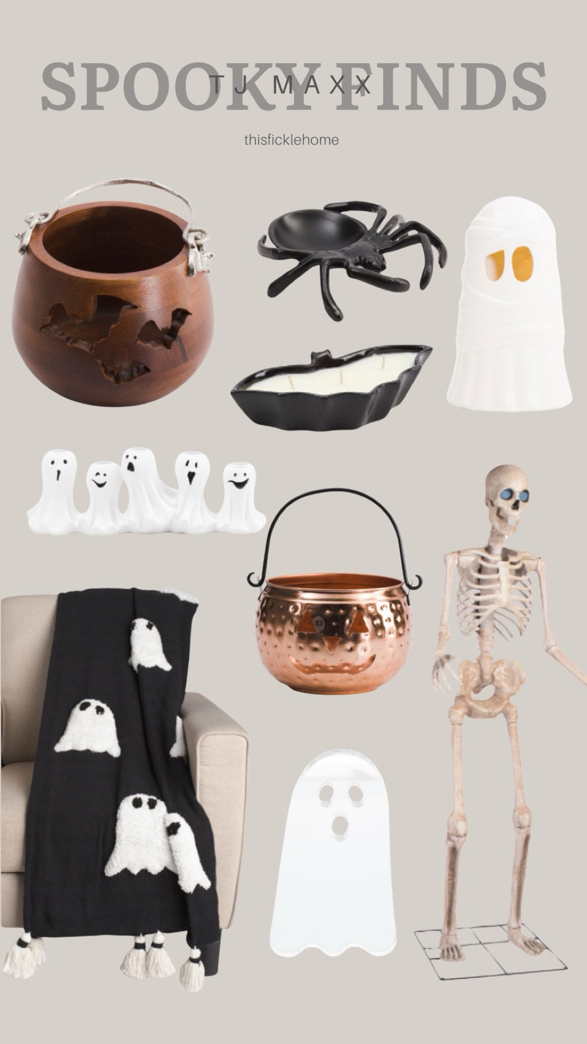 Halloween decor on sale from TJ Maxx

8 foot skeleton. Halloween candy bowls. Ghost throw blanket. Halloween candle. Ghost candle holder. Spider candy dish.

#LTKSaleAlert #LTKHalloween #LTKHome