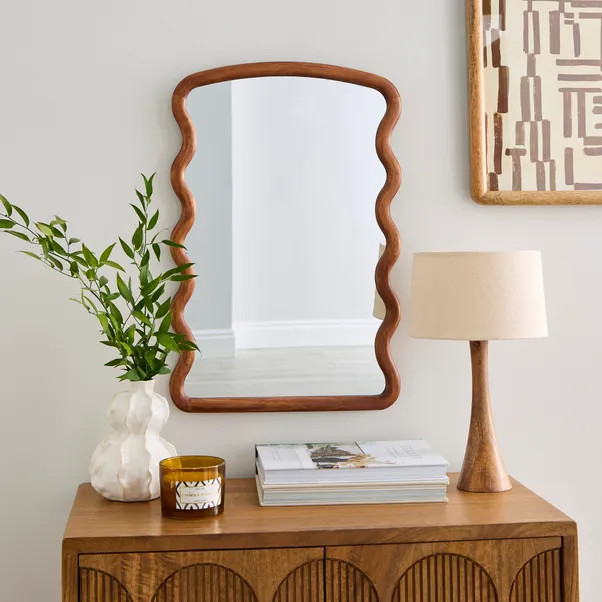Cleo Rectangle Wood Wiggle Wall Mirror | Dunelm