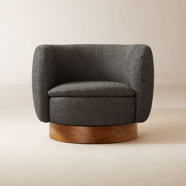 Muir Grey Woven Swivel Chair | CB2