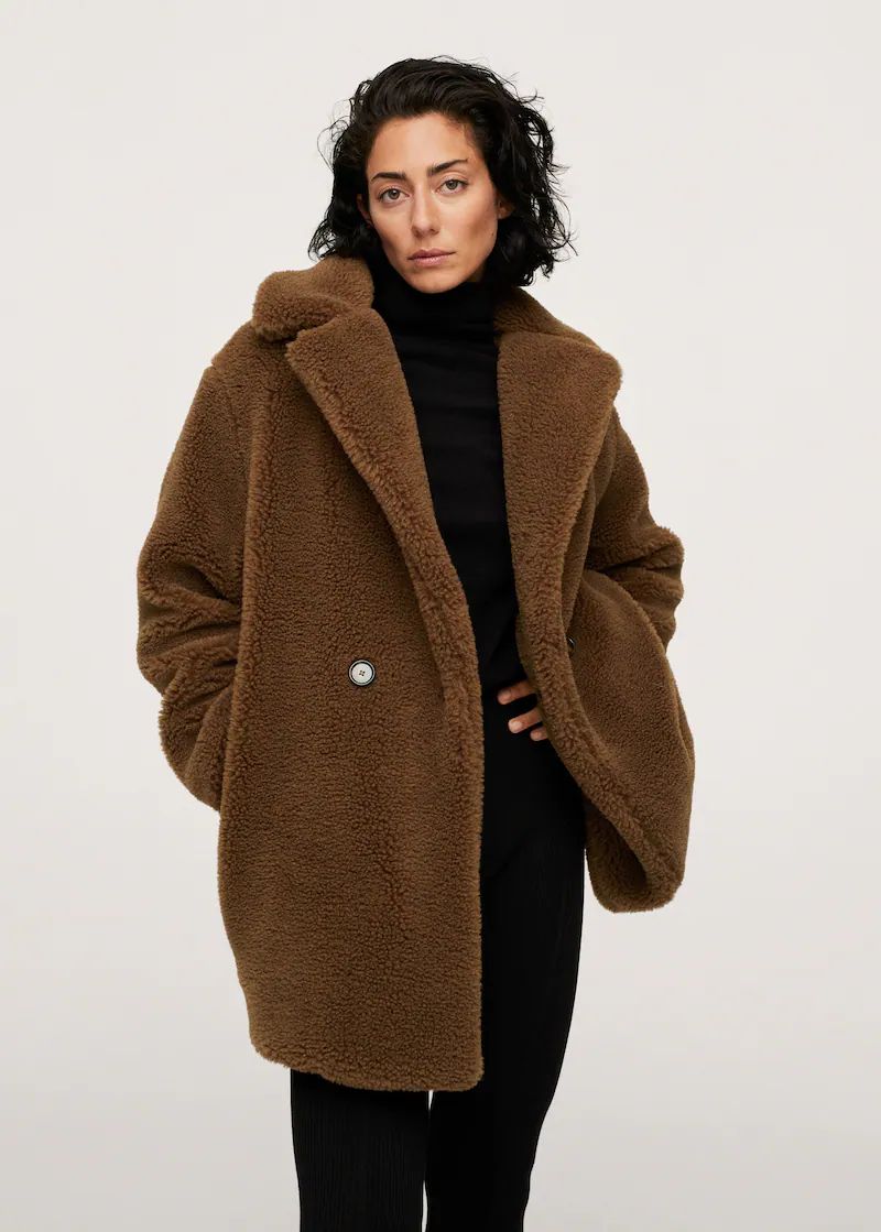 Faux shearling oversized coat | MANGO (US)