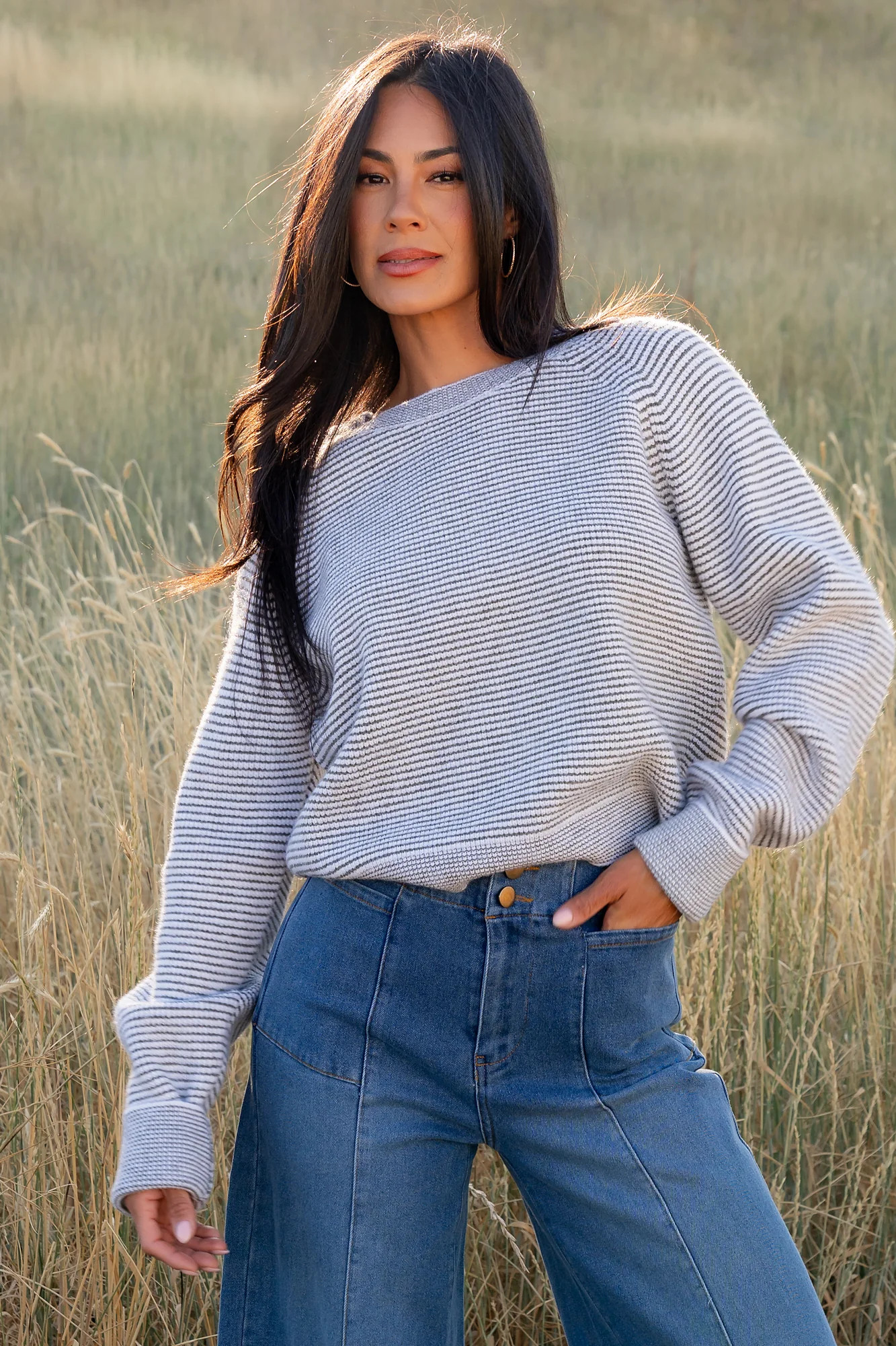 Zadie Striped Sweater | Ivory + Olive | Baltic Born