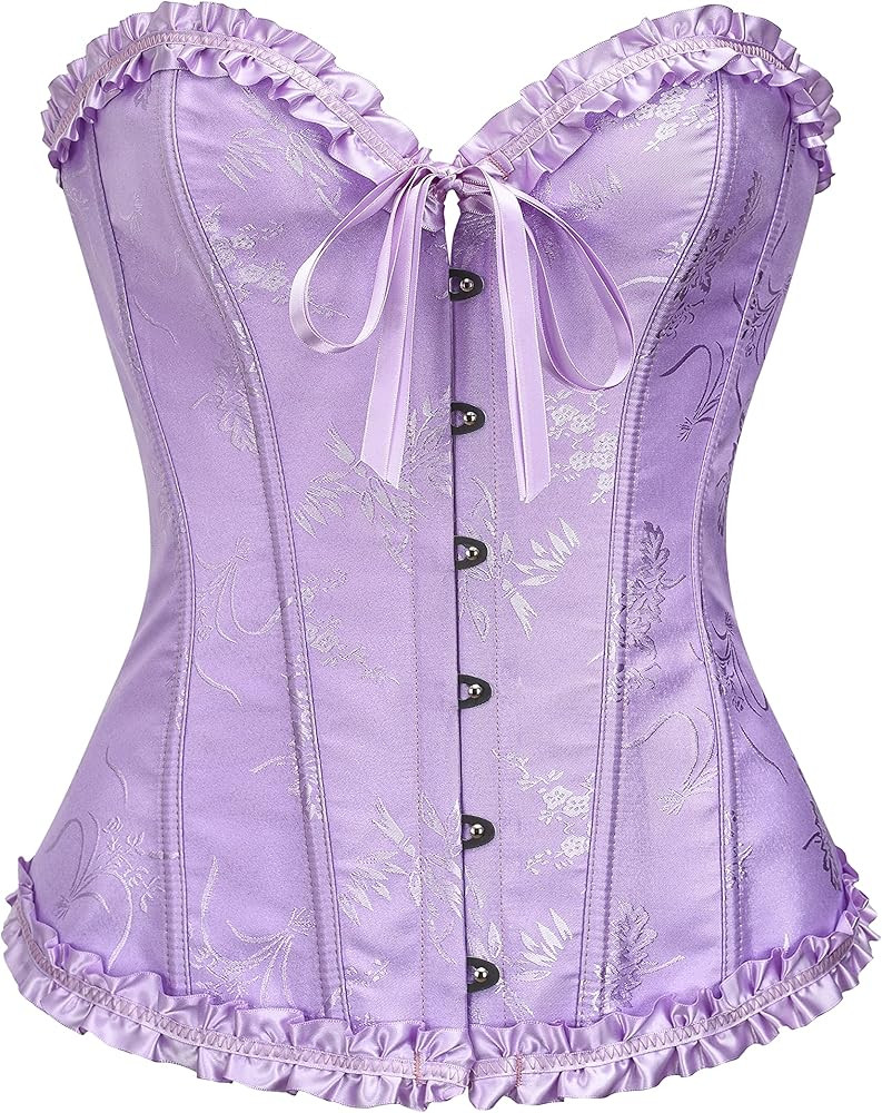 Bustier Corset Top for Women | Overbust Lace Up Waist Cincher Shapewear Lingerie | Amazon (US)