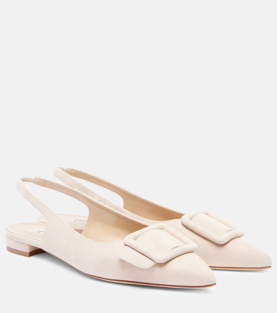 Manolo Blahnik Maylura suede slingback flats | Mytheresa (US/CA)