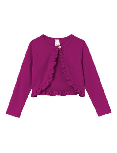 PATPAT Girl Hot Pink Cardigan Bolero Ruffle Open Front Button Tops 11-12Y | Amazon (US)