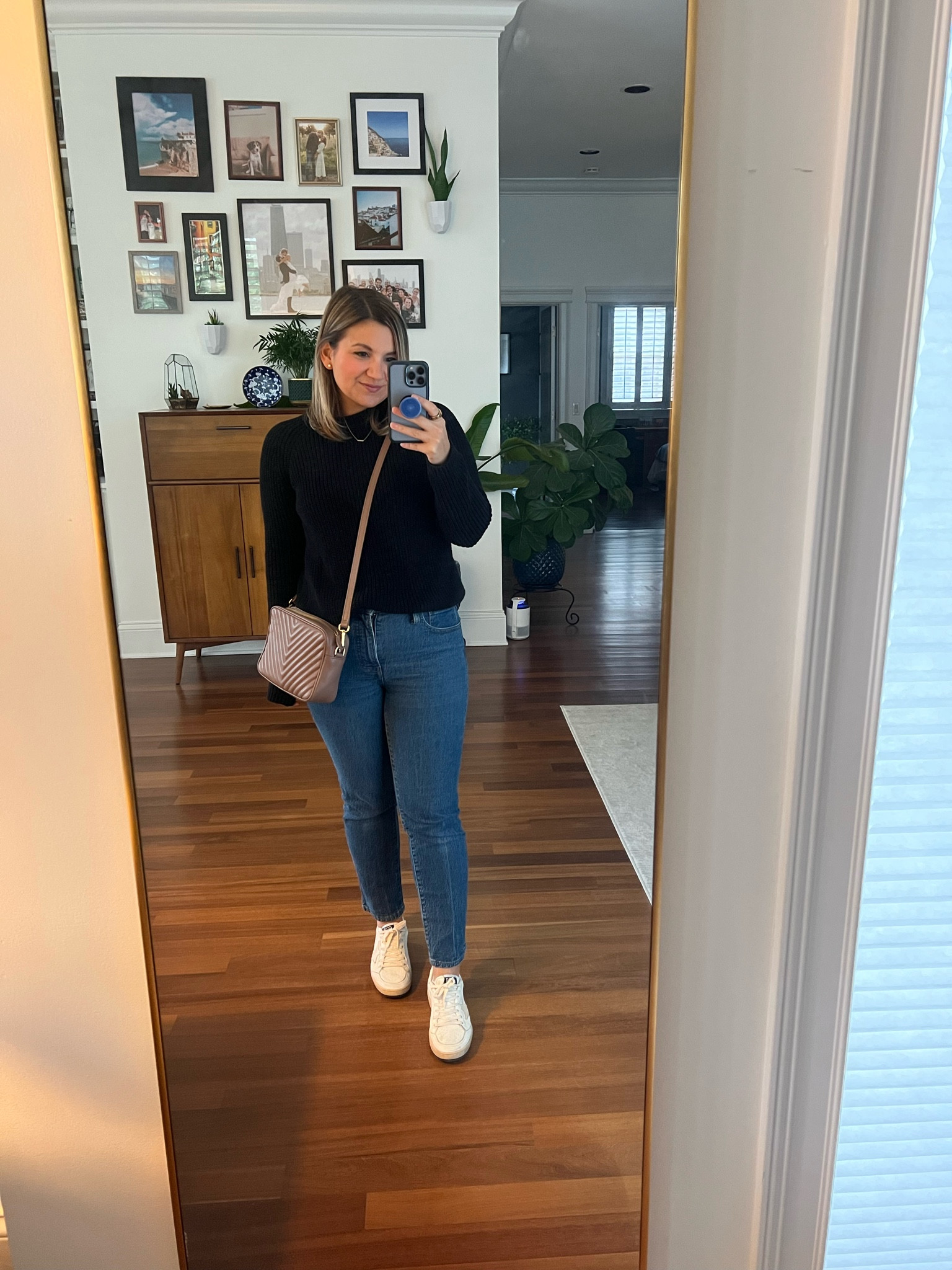 Quince Sweater - small
Madewell Jeans - petite 27 
Golden Goose Sneakers - 25% off at SSENSE with code FW2023

#LTKxMadewell #LTKsalealert #LTKSeasonal