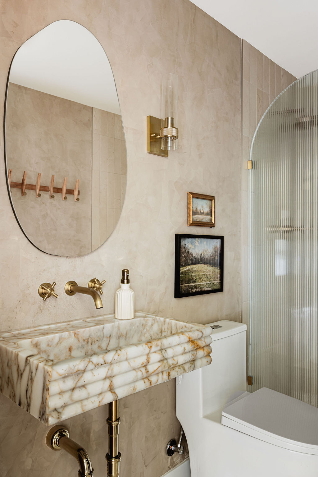 Welcome to the bathroom remodel at our Organic Sports Bar basement renovation project! 🌙 #LTKInteriorDesigner #LTKDesigner #LTKInteriorDesign #LTKRenovation #LTKRemodel 

 