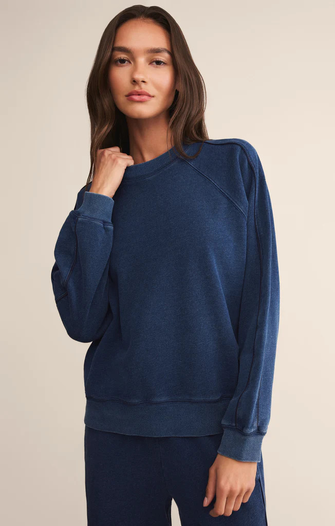 Sport Stripe Boyfriend Knit Denim Sweatshirt | Z Supply