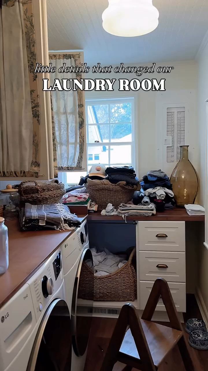 Never thought I’d say this… the laundry room just became my favorite room in our house!

These are the little details things that made the biggest difference:

🧺Disappearing slide-out cleaning cupboard (no more brooms leaning in corners 🙌)
🧺A tiny gap turned into pull-out step stool storage
🧺Drawers that keep tools, pets, and life organized
🧺Removable countertop for real-life function
🧺Fabric cover glass cabinets to hide visual clutter while adding pattern and character
🧺The cutest label maker ever that I used for everything
🧺 Mounted drying rack & hide-away ironing board to add function to a plain wall 


#laundryroomorganization #laundryroomdesign #laundryroomgoals

#LTKHome