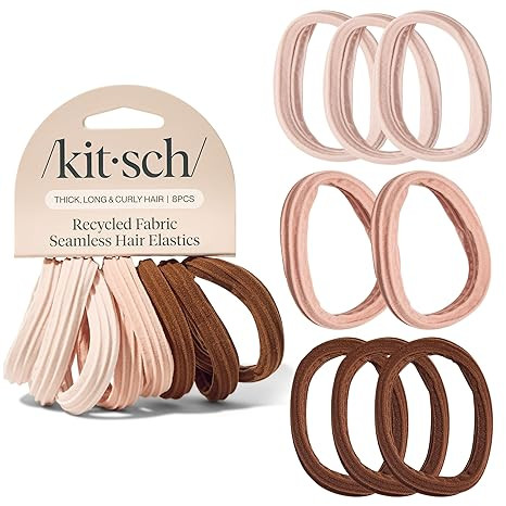 Kitsch Hair Ties No Damage - Strong, Stretchy Hair Bands | Soft Nylon Ponytail Holders, Snag-Free... | Amazon (US)