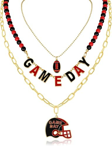 Artlunar Game Day Necklace Stack Football Necklace for Women Stackable Charm Necklace Game Day Ac... | Amazon (US)