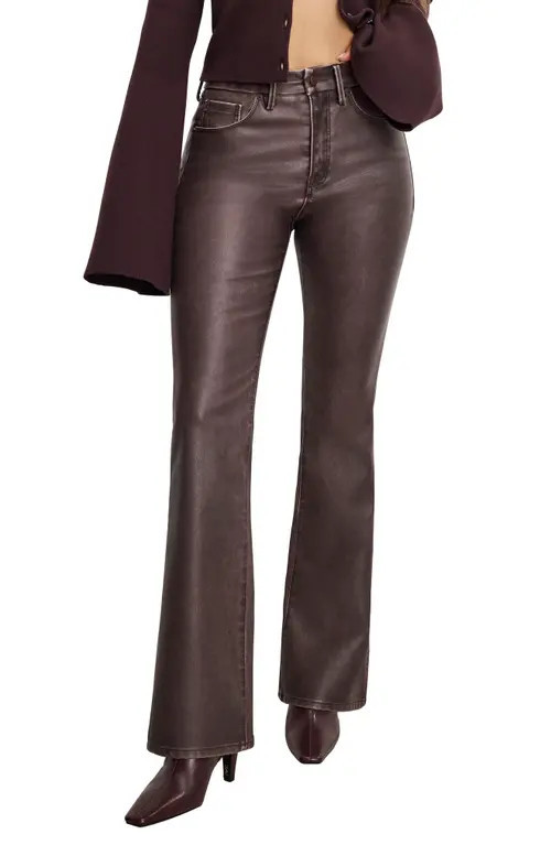 Good American High Waist Faux Leather Bootcut Pants in Vamp001 at Nordstrom | Nordstrom