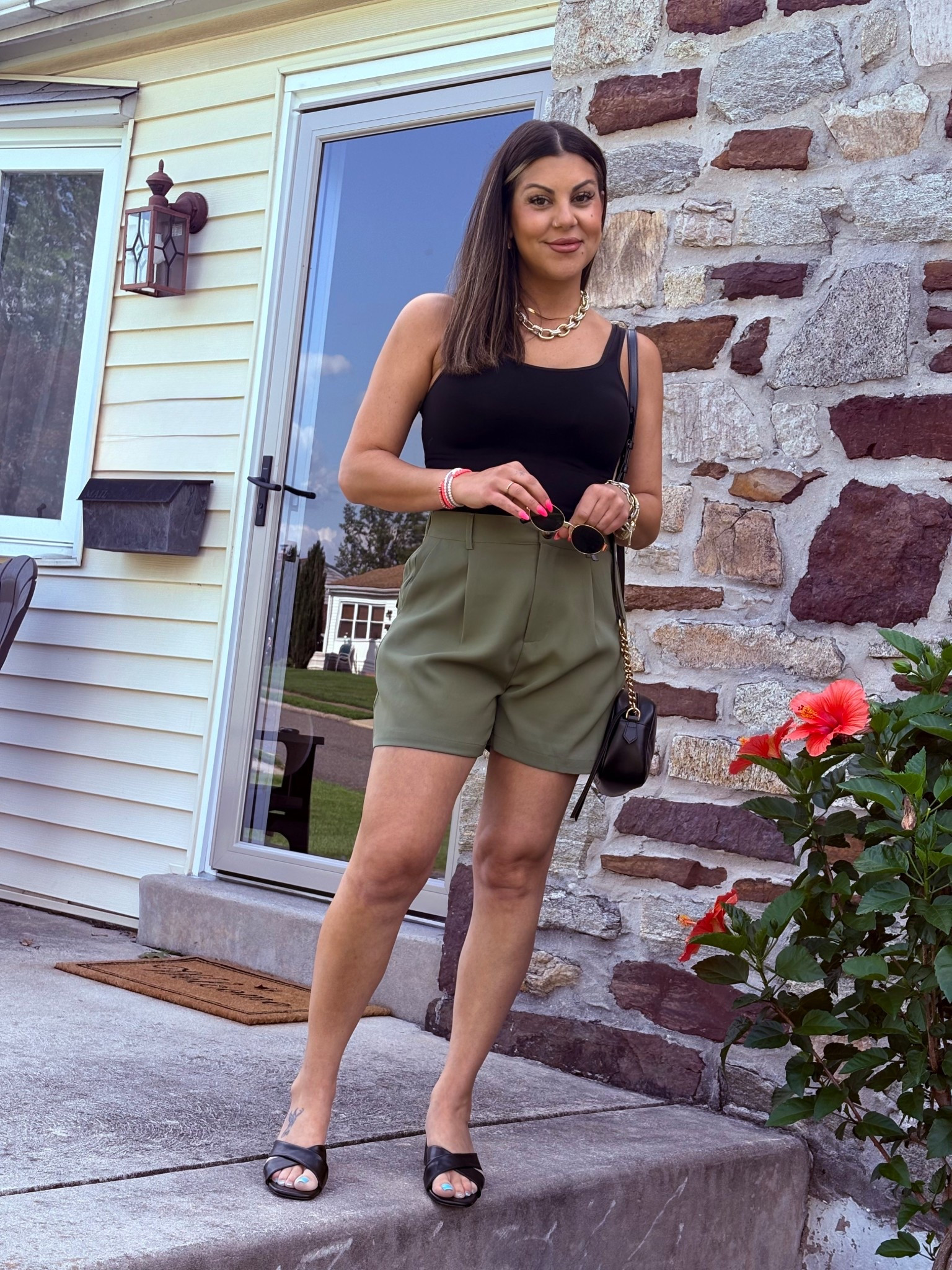 East Coast Summer 🖤💚

Bodysuit and sandals are currently on sale!!
Tailored shorts under $35!!

#LTKSaleAlert #LTKFindsUnder50 #LTKStyleTip