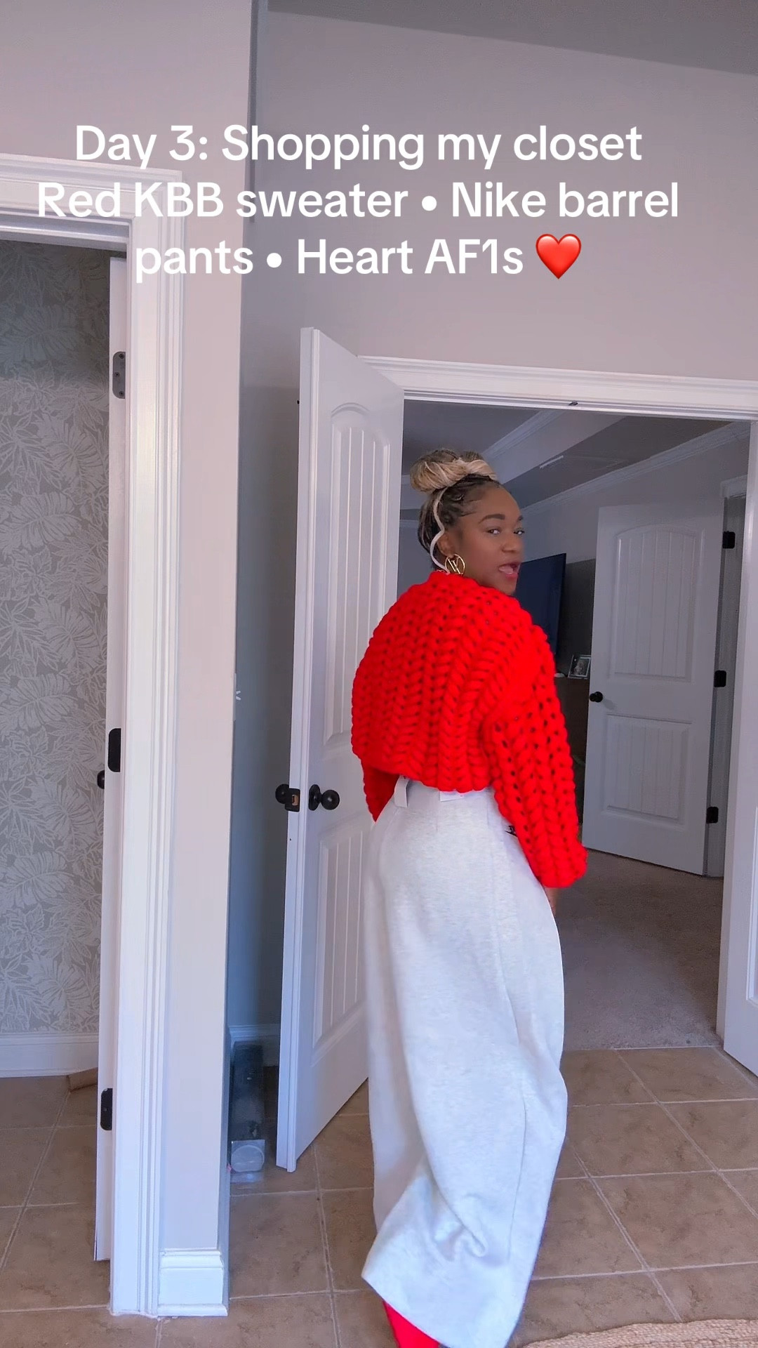 Day three of shopping my closet and clearly red is the mood today.
Red KBB sweater from Target, Nike barrel pants, and my red heart Air Force 1s bringing it all together. ❤️🔥 #Nike #Target.

#LTKOver40 #LTKU #LTKootd