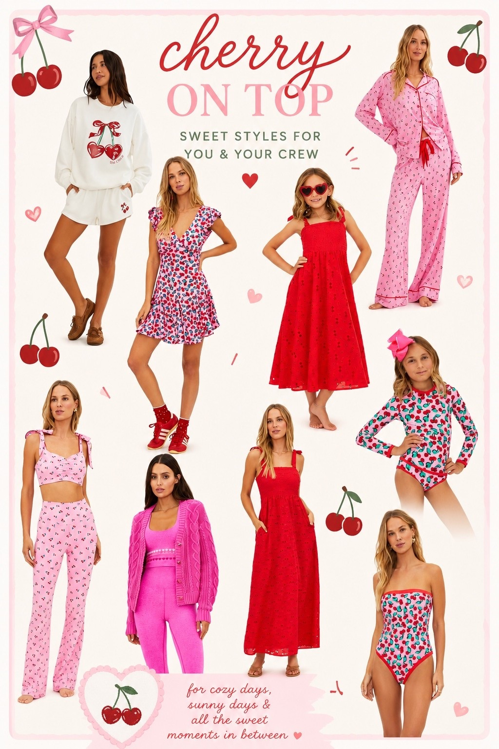 🍒 CHERRY ON TOP… AND ON SALE 🍒

The cherry trend is having a major moment and these pieces are TOO cute to pass up — especially because they’re ON SALE right now. ❤️ From the matching lounge set to cherry dresses, swim + the cutest minis for your little, this drop is giving all the sweet retro vibes.

🍒 Tap to shop the cherry sale before the best sizes disappear!

#LTKStyleTip #LTKSaleAlert #LTKFashion #CherryPrint #CherryTrend #CherryFashion #BeachRiot #MatchingSets #MommyAndMeStyle #GirlsFashion #SummerStyle #EndOfSummerStyle #FashionFinds #SaleFinds

#LTKmomlife #LTKSeasonal #LTKSaleAlert