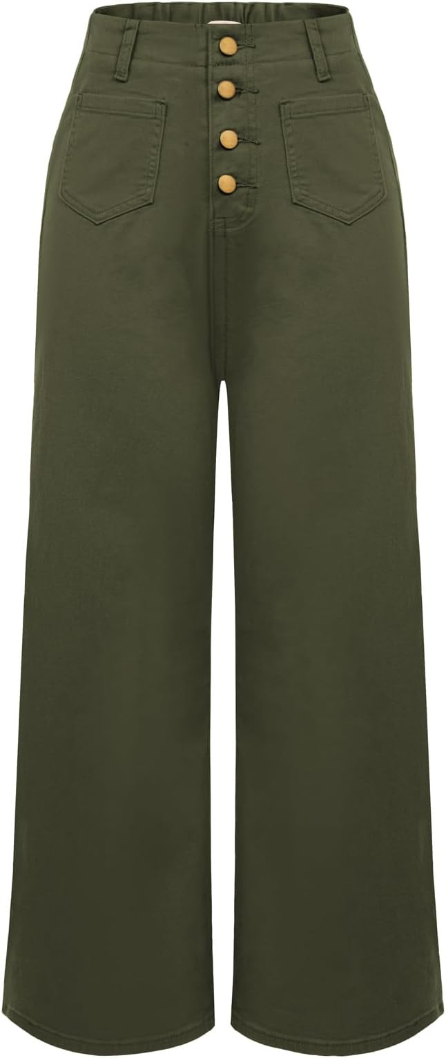 Belle Poque Women's Wide Leg Jeans High Waisted Stretchy Straight Leg Button Fly Denim Pants Trou... | Amazon (US)