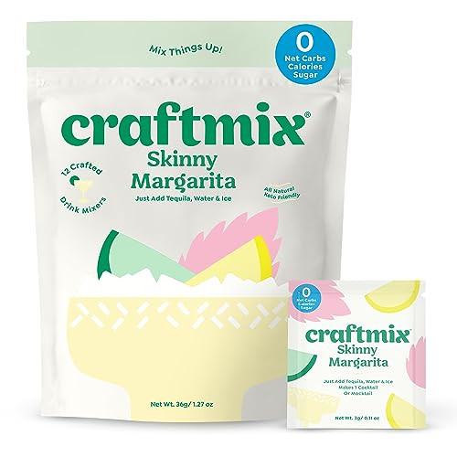 Craftmix Skinny Margarita Cocktail Mixers - Makes 12 Drinks - Zero Sugar, Zero Net Carbs, Zero Ca... | Amazon (US)