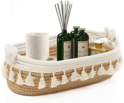 HOSROOME Small Cotton Rope Woven Basket Toilet Paper Baskets for Organizing Decorative Basket for... | Amazon (US)