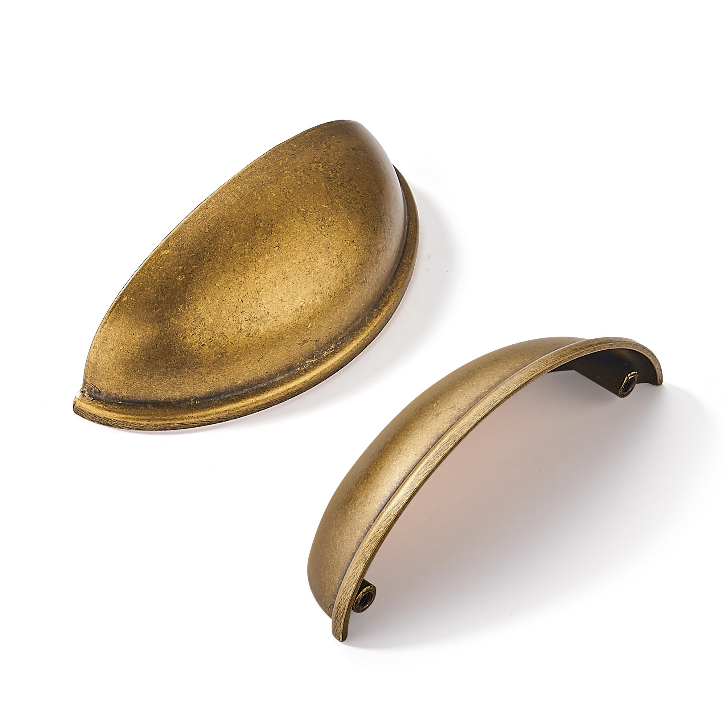 khtumeware 10 Pack 3" Antique Brass Drawer Pulls Cabinet Cup Pulls Vintage Kitchen Hardware Cabin... | Amazon (US)