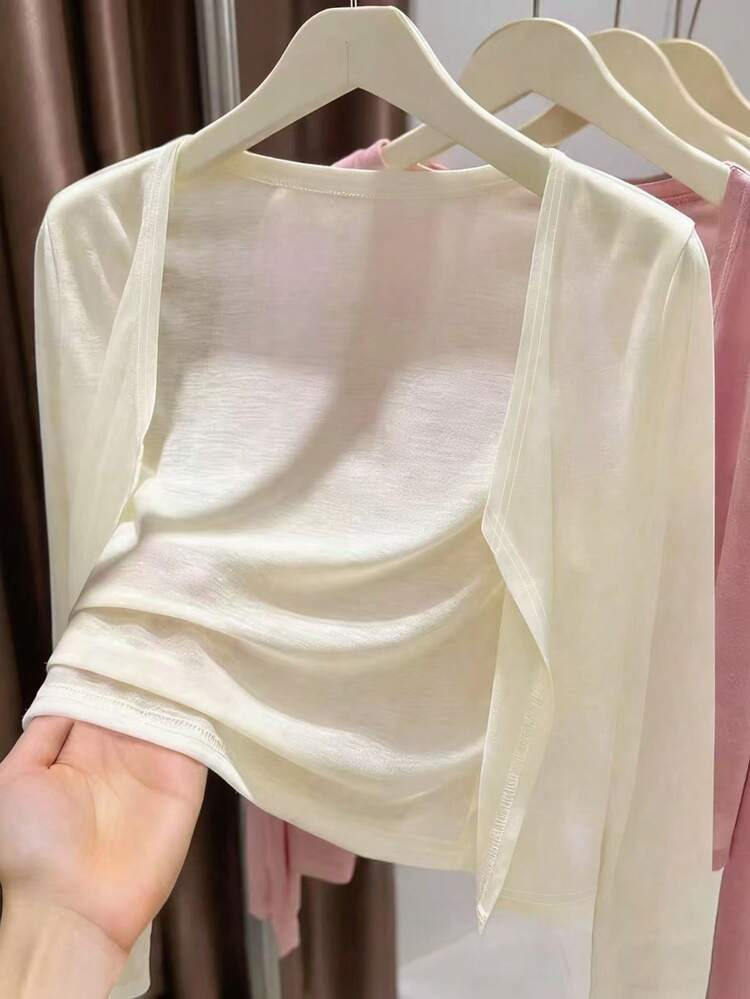 Resyla Women's Solid Color Casual Lightweight Cardigan, Spring/Summer | SHEIN