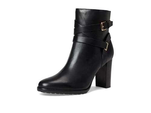 Lauren Ralph Lauren Women's, Collins Burnished Leather Bootie Heel, Black, 5 Medium | Amazon (US)