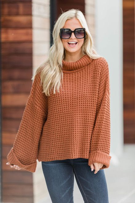 Tell Me What It's Like Brown Sweater | The Pink Lily Boutique