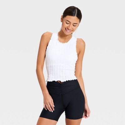 Women's Textured Ribbed Seamless Support Tank Top - JoyLab™ White M | Target